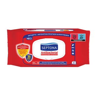 Serviettes humides antibactériennes avec 75% d'éthanol, 60 pièces, Septona