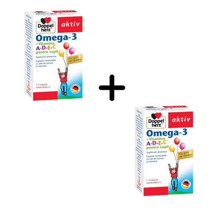 Omega 3 Vitamin A+D+E+C for children, 2 x 30 capsules, Doppelherz