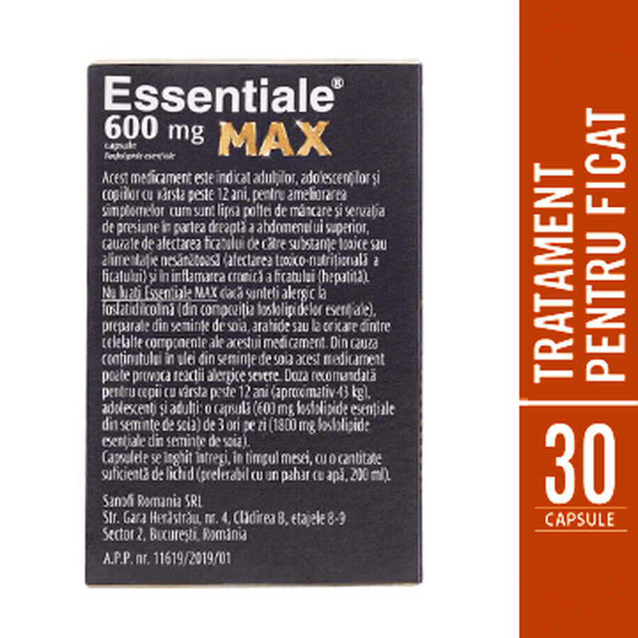 Essentiale MAX 600 mg, 2 x 30 cápsulas, Sanofi