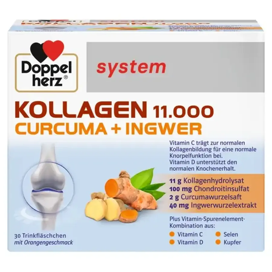 Kollagen 11000 Plus Kurkuma + Ingwer, 30 Flaschen, Doppelherz