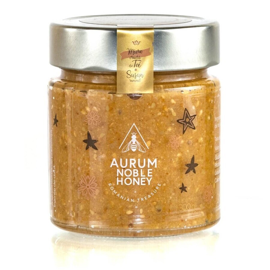 Miel cruda de lima con sésamo tostado Desert Rose, 300 g, Aurum Noble Honey