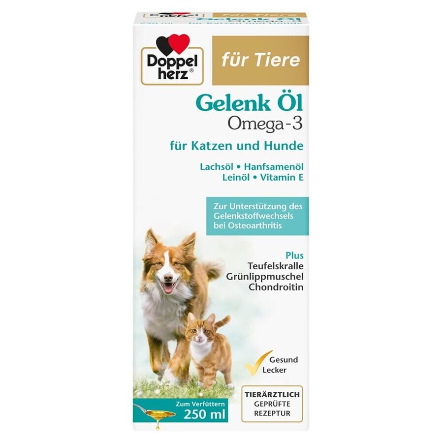 Ergänzungsmittel mit Omega-3-Öl für eine normale Gelenkfunktion bei Hunden und Katzen, 250 ml, Doppelherz Pets