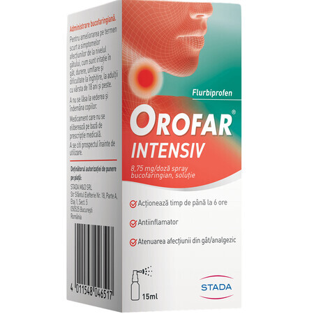 Orofar Intensiv, 8,75 mg/Dosis Oropharyngealspray, Lösung, 15 ml, Stada