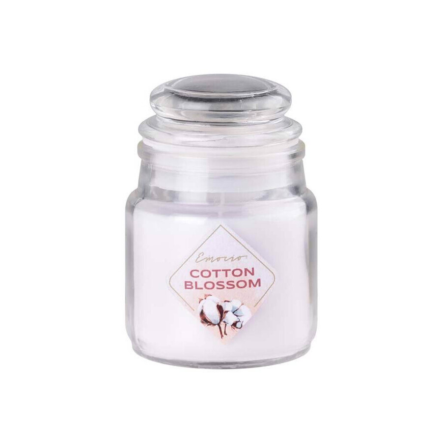 Emocio Glasflasche 57×85 mm mit Glasdeckel Duftkerze Cotton Blossom 1×1 St., Duftkerze