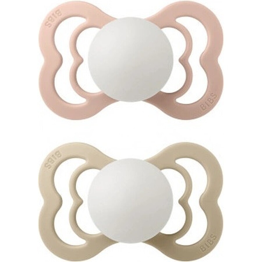 BIBS Supreme Silicone Soothers 2pcs 1×1 pcs - size 1, blush nighttime/vanilla nighttime