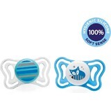 CHICCO Physio Light Silikonschnuller für Jungen - Streifen / 2 Stück, 6-16 m+ 1×2 Stück, orthodontischer Schnuller