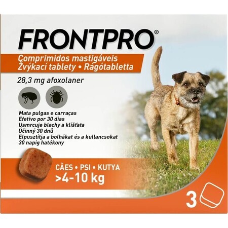 FRONTPRO® antiparasitäre Kautabletten für Hunde (4-10 kg) 1×3 tbl, antiparasitäre Tabletten