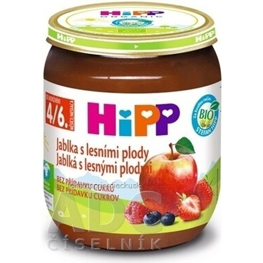 HiPP Supplément de fruits Pommes avec baies 1×125 g, supplément de fruits pour enfants