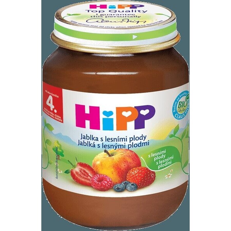 HiPP Supplément de fruits Pommes avec baies 1×125 g, supplément de fruits pour enfants