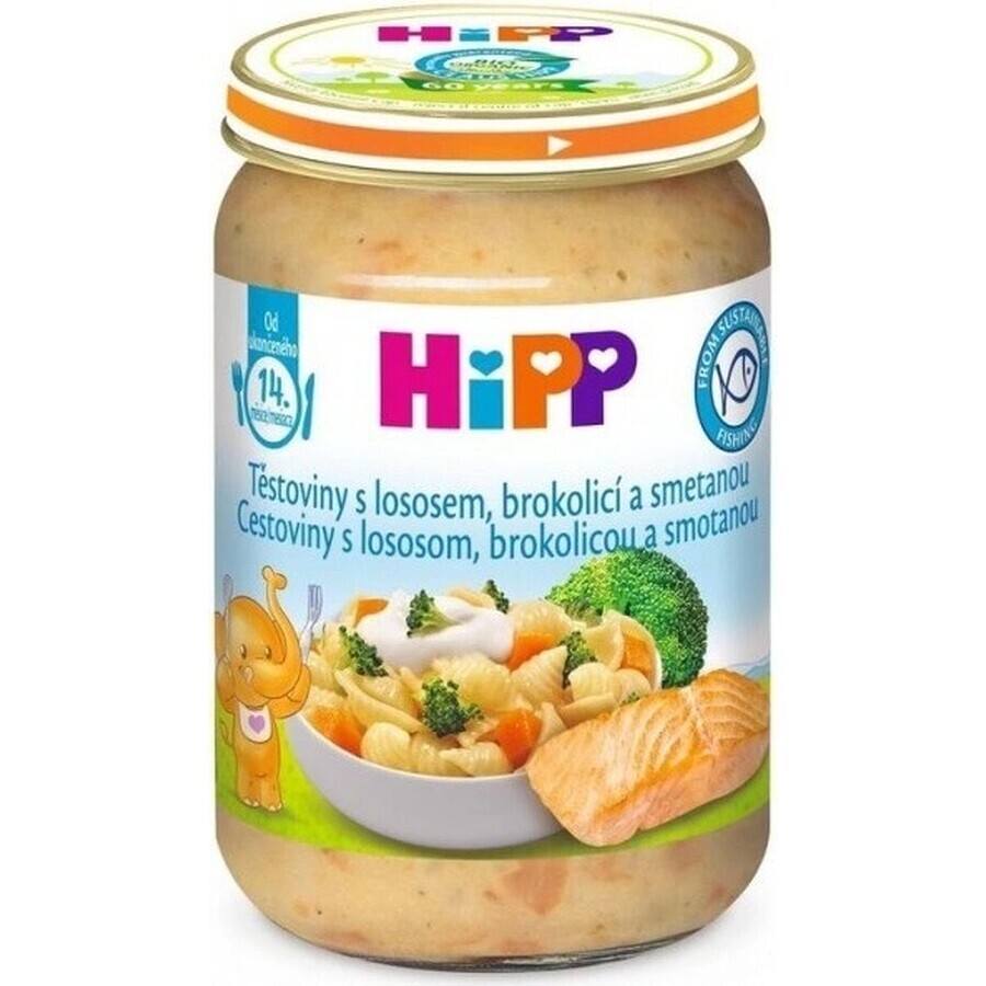 Pasta HiPP con salmone, broccoli e panna dal Regno Unito. 14 mesi 1×250 g, antipasto di carne per bambini