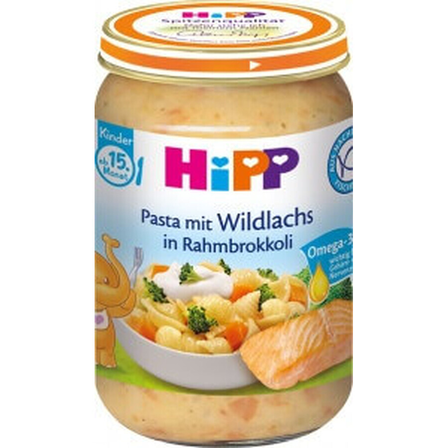 Pasta HiPP con salmone, broccoli e panna dal Regno Unito. 14 mesi 1×250 g, antipasto di carne per bambini