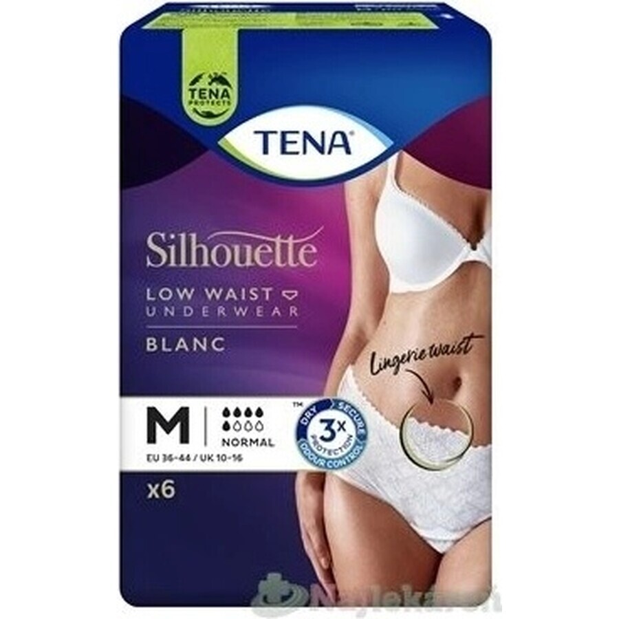 TENA Silhouette Normal Low Waist Blanc M 1×6 buc, lenjerie de incontinență pentru femei