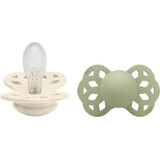 BIBS Infinity Symmetrical Symmetrical Silicone Soothers 2 pcs - size 1, Ivory / Sage 1×2 pcs, silicone soothers