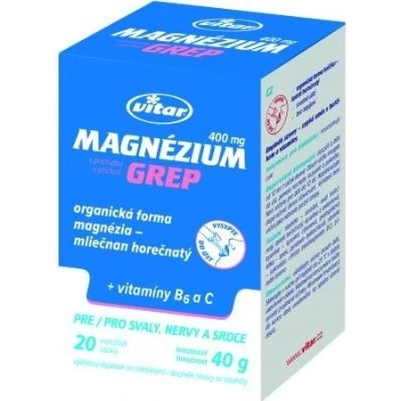 MAGNESIUM 400MG+B6+C 20 st GREP VITAR 1x20 st, zakje met pompelmoessmaak