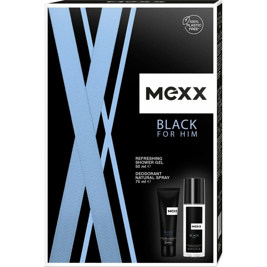 MEXX BLACK MAN Deodorant 75ML + Duschgel 50ML 1×1pc, Kosmetikset für Männer