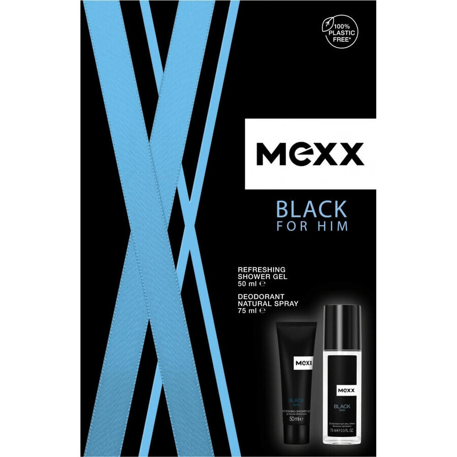 MEXX BLACK MAN Deodorant 75ML + Duschgel 50ML 1×1pc, Kosmetikset für Männer