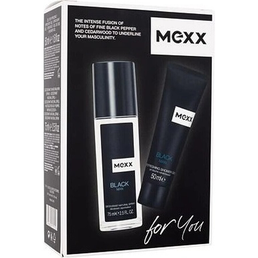 MEXX BLACK MAN Deodorant 75ML + Duschgel 50ML 1×1pc, Kosmetikset für Männer