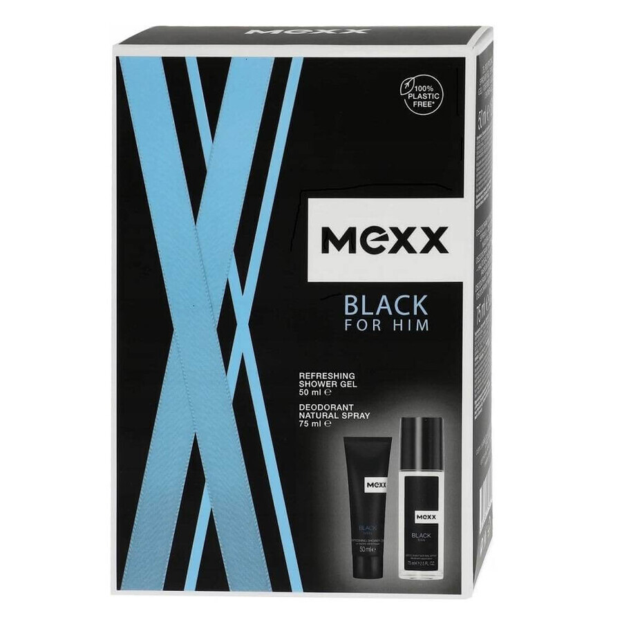 MEXX BLACK MAN Deodorant 75ML + Duschgel 50ML 1×1pc, Kosmetikset für Männer