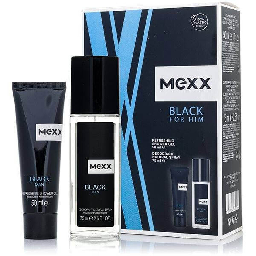 MEXX BLACK MAN Deodorant 75ML + Duschgel 50ML 1×1pc, Kosmetikset für Männer