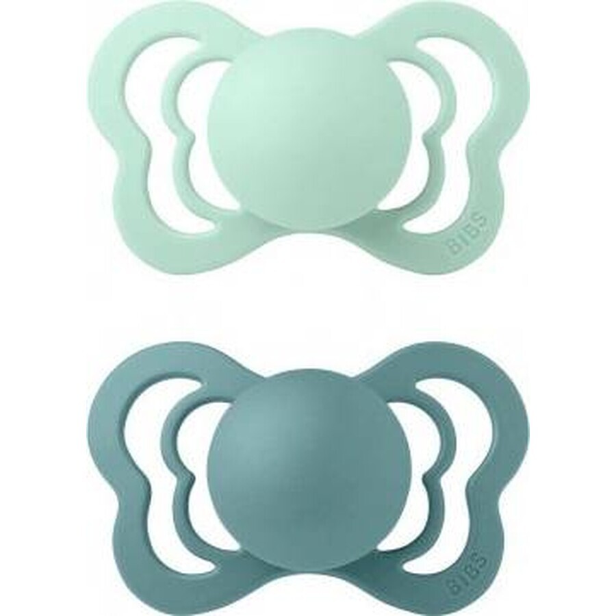 BIBS Couture silicone orthodontic silicone pacifiers 2 pcs 1×1 pc - size 1, northern mint / sea islander