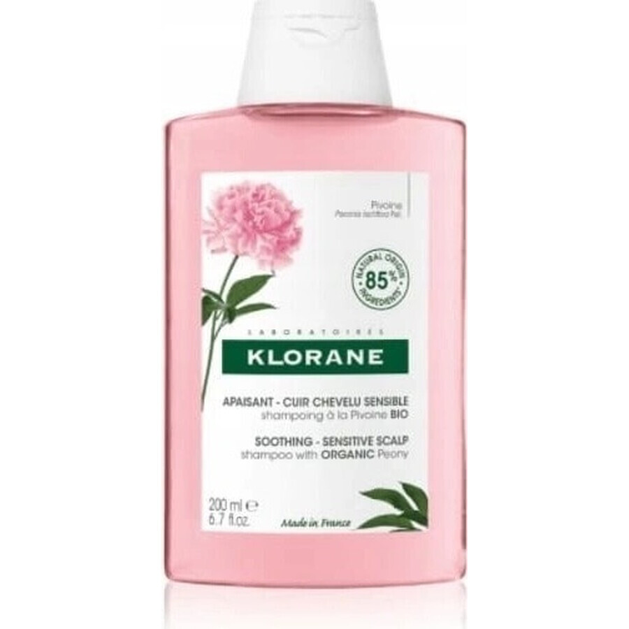 KLORANE ȘAMPON cu BIO peony 1×200ml, șampon pentru scalp sensibil și iritat