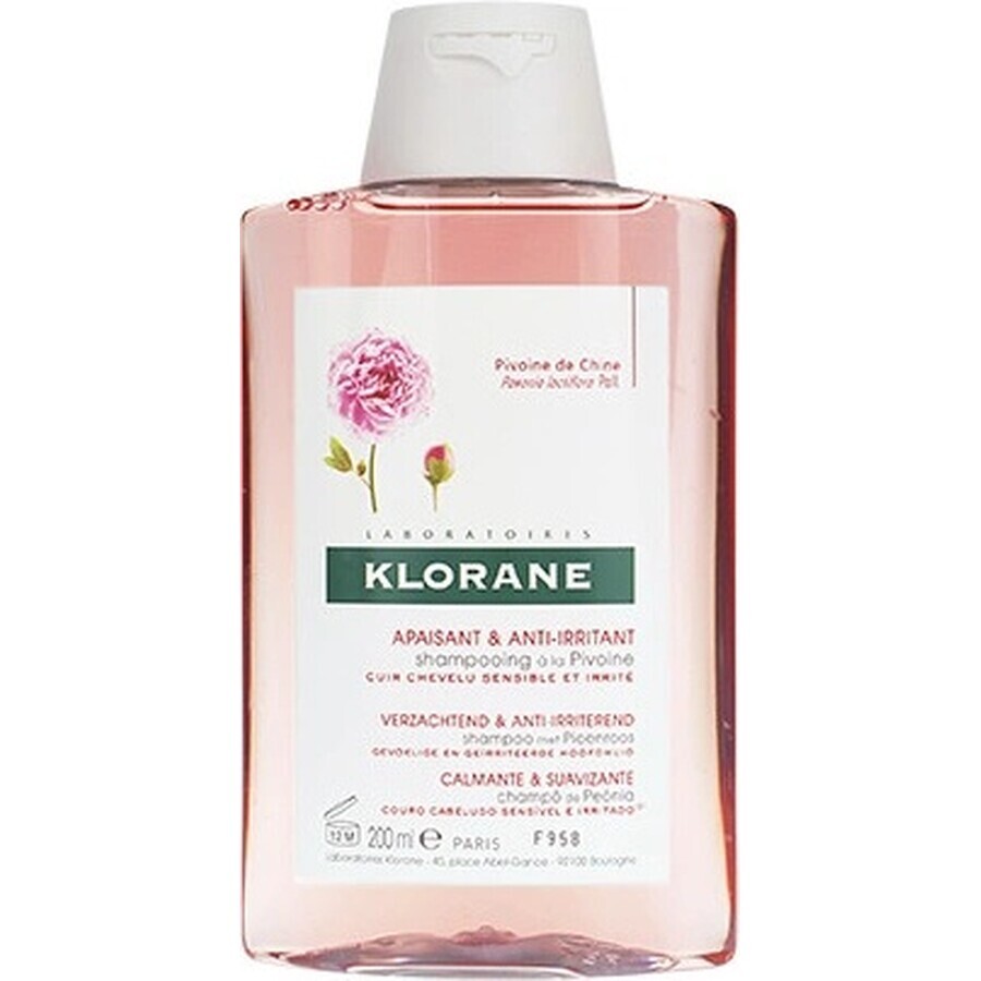 KLORANE ȘAMPON cu BIO peony 1×200ml, șampon pentru scalp sensibil și iritat