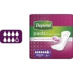 Compresas DEPEND MAXIMUM para incontinencia femenina, 12,5x34 cm, absorción 953 ml, 1x6 unidades