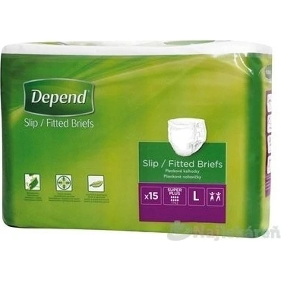 DEPEND Briefs SUPER PLUS L 1×15 pcs, breathable diapers