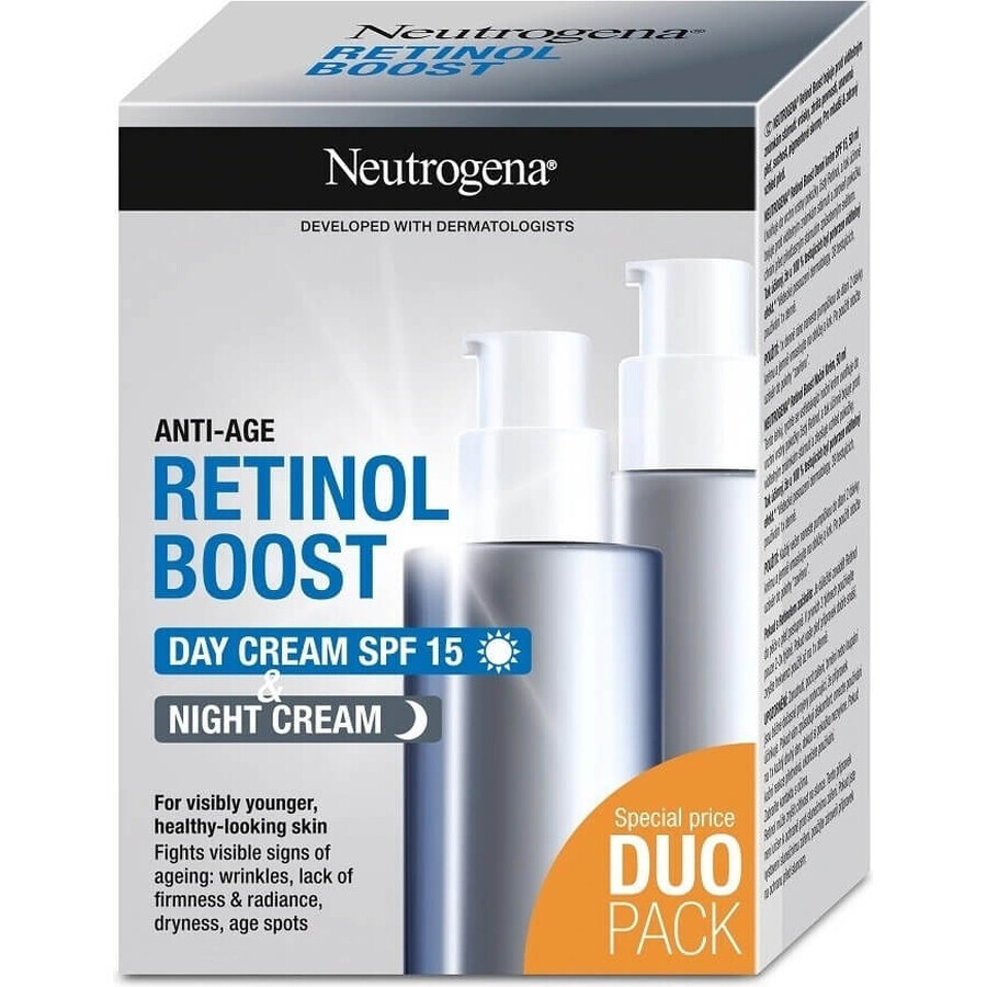 NEUTROGENA® Retinol Boost DUOPack Anti-Aging Tagescreme SPF15 + Nachtcreme 2x50ml 2×50ml, Anti-Aging Creme