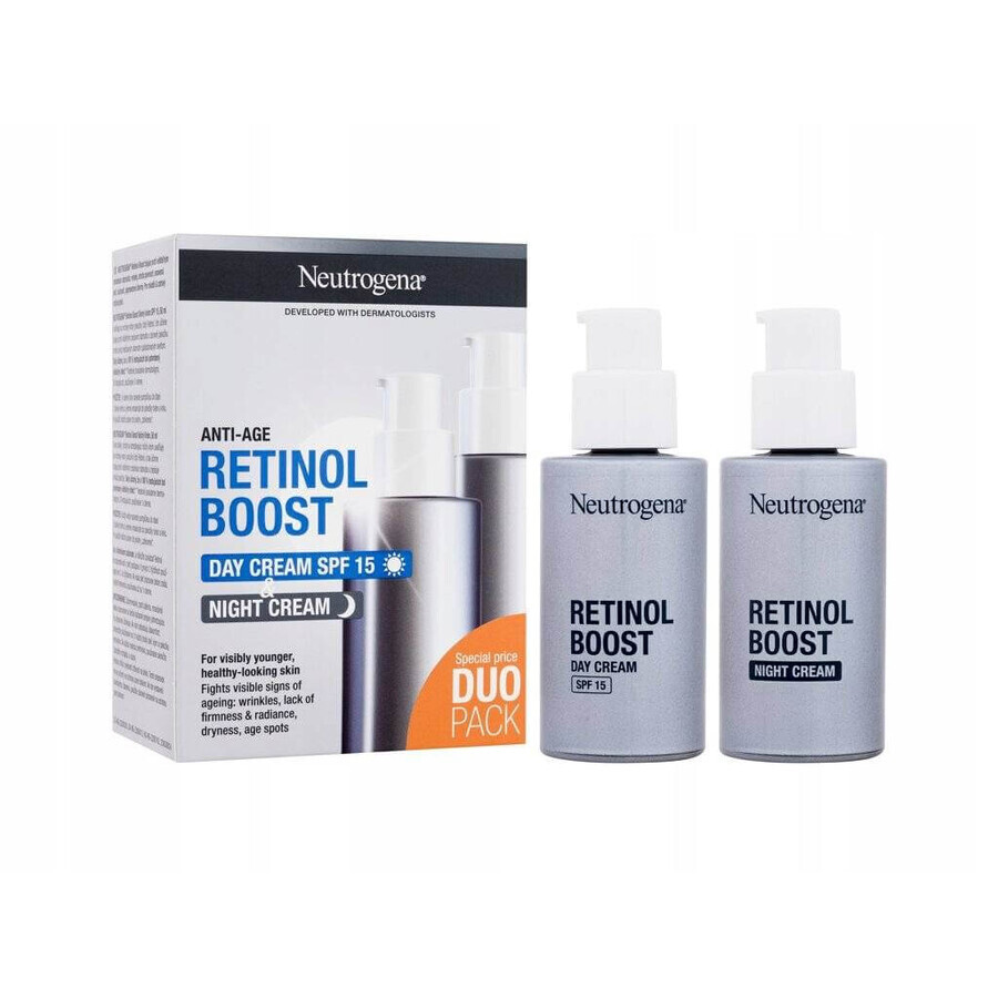 NEUTROGENA® Retinol Boost DUOPack Anti-Aging Tagescreme SPF15 + Nachtcreme 2x50ml 2×50ml, Anti-Aging Creme