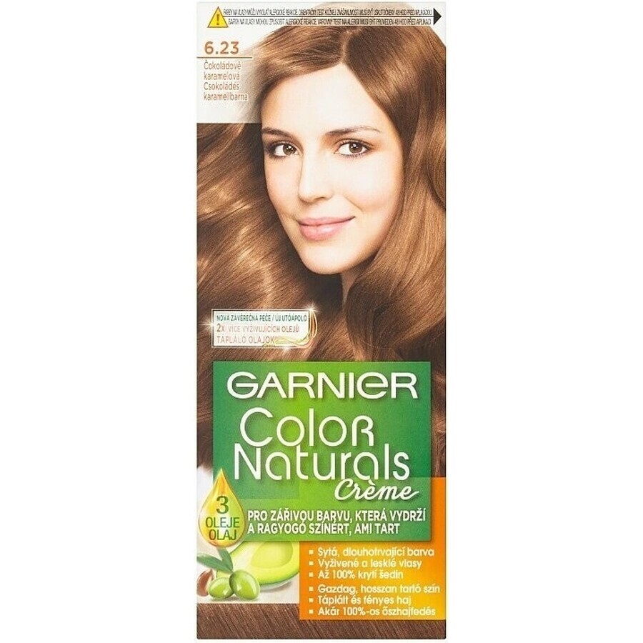 Garnier Color Naturals Dauerhafte Haarfarbe 6.23 Schoko-Karamell 1×1 Stück, Haarfarbe