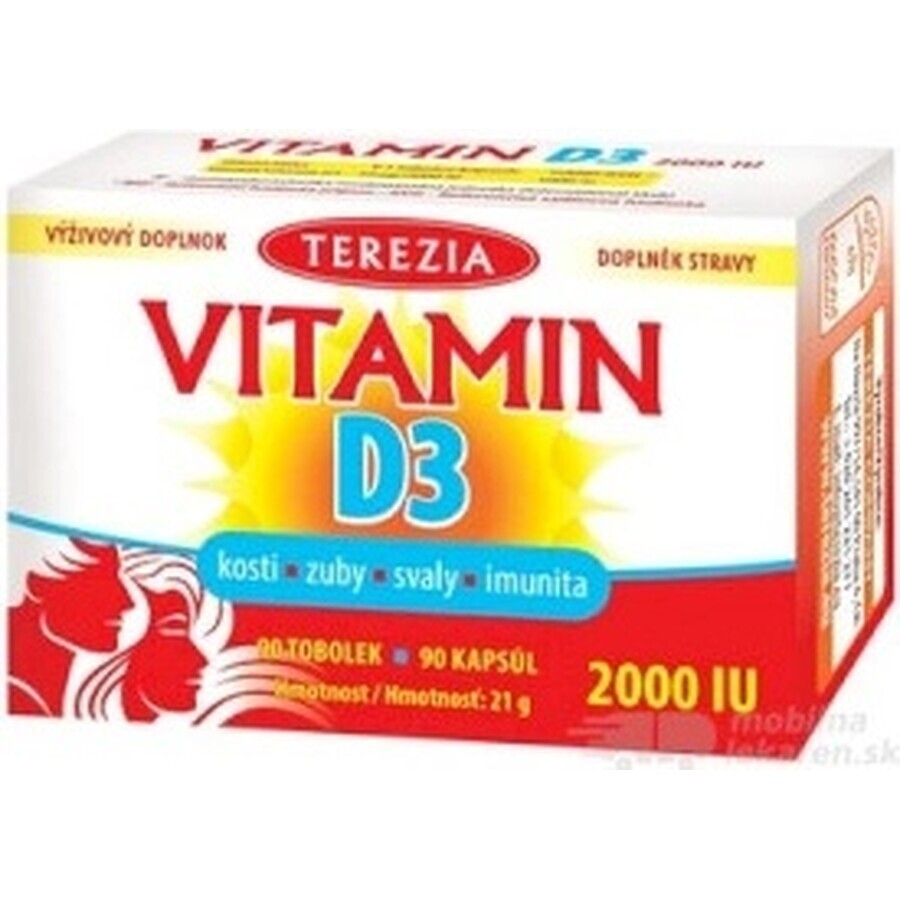 TEREZIA Vitamine D3 2000 IU 1×90 tbl, voedingssupplement