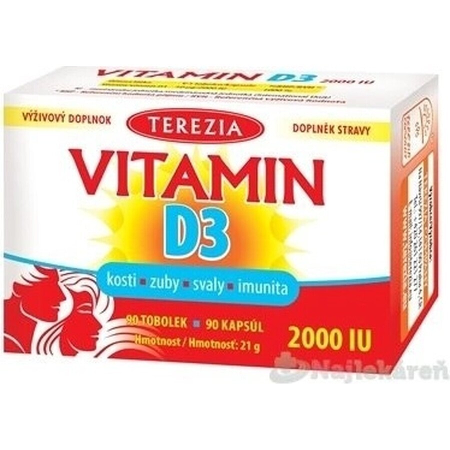 TEREZIA Vitamine D3 2000 IU 1×90 tbl, voedingssupplement