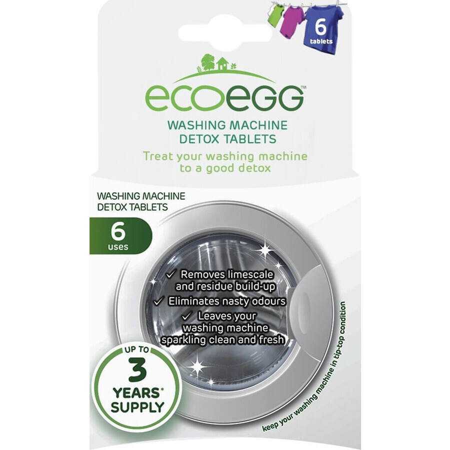 Ecoegg Pastillas para Limpiar la Lavadora 1×6 uds, pastillas para lavadora