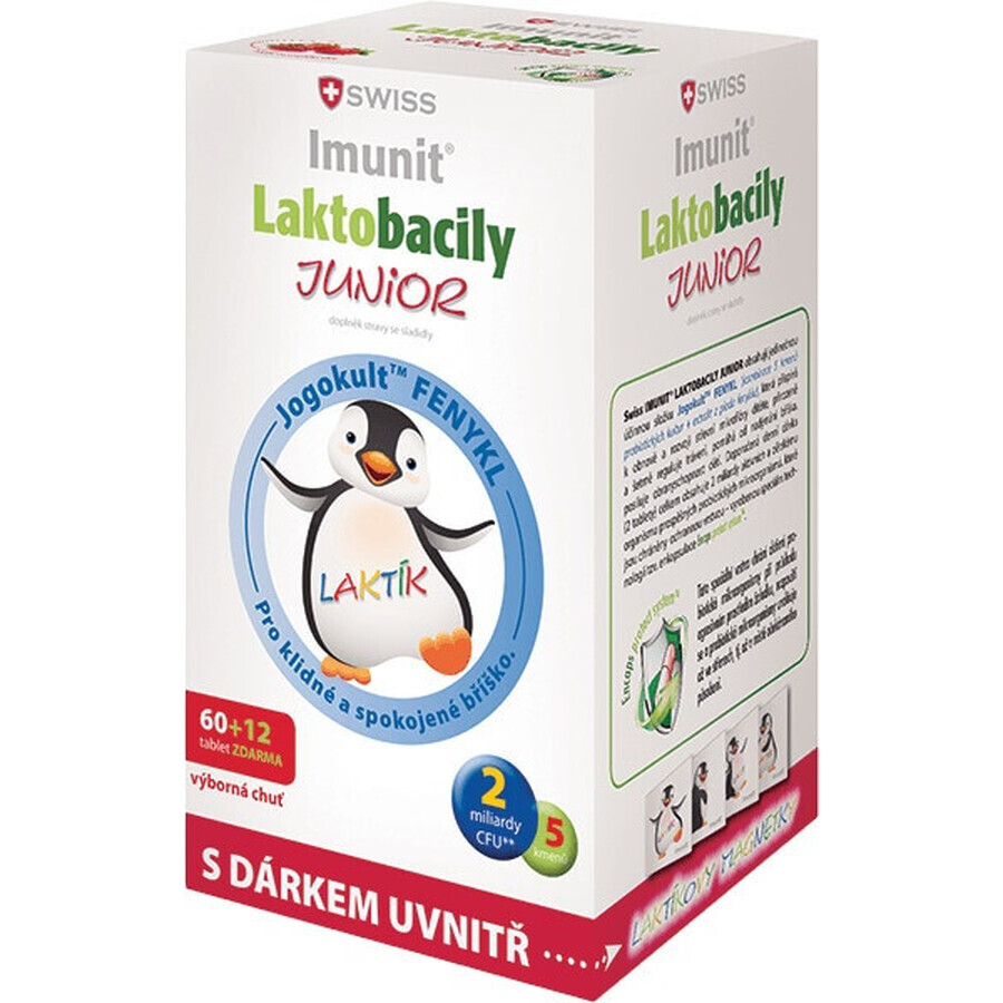 SWISS Lactobacilli JUNIOR Immunit + vitamin D3 60+12 tbl.+ gift 1×72 tbl, vitamins