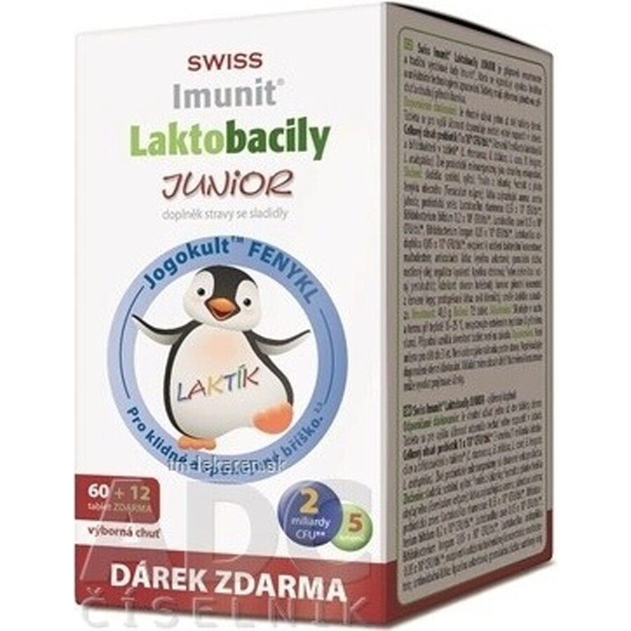 SWISS Lactobacilli JUNIOR Immunit + vitamin D3 60+12 tbl.+ gift 1×72 tbl, vitamins