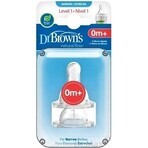 Dr.BROWN'S OPTIONS+ NIVEL 1 1×2 buc, îngust, tetine din silicon 0m+