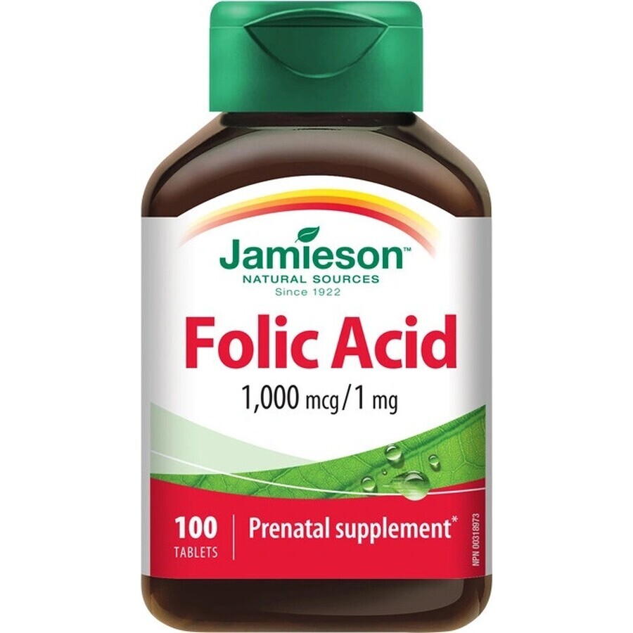 JAMIESON FOLIC ACID 1000 µg 1×100 tbl, foliumzuur