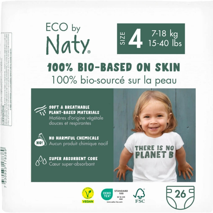 Eco by Naty Windeln Maxi 7 - 18 kg 1×26 Stück, Windeln