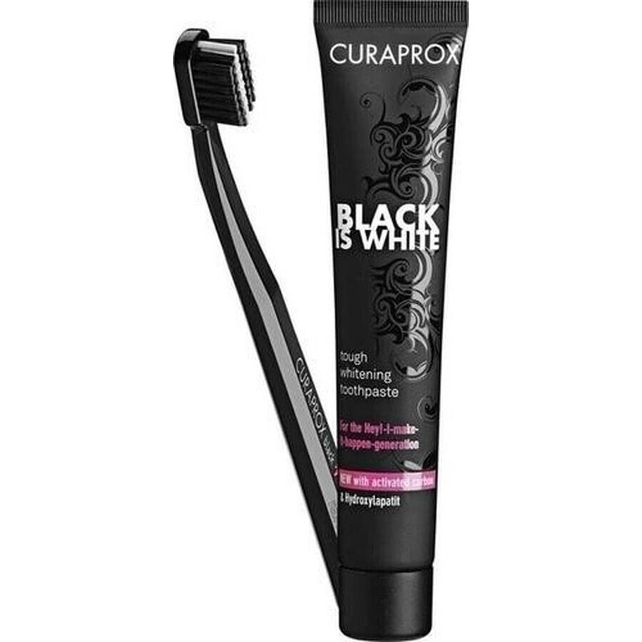 CURAPROX Black is White + CS 5460 1×1 set, 90 ml de dentifrice blanchissant + CS 5460 brosse à dents