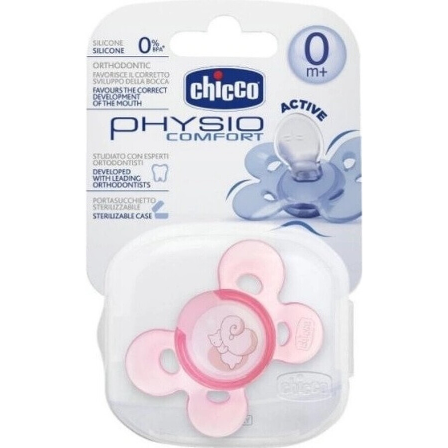 CHICCO Physio Comfort siliconen gezichtsfopspeen 1×1 stuk, stippen, 6-16 m