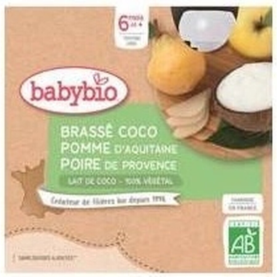 BABYBIO Dessert met kokosmelk - appel en peer (4x 85 g) 4×85 g