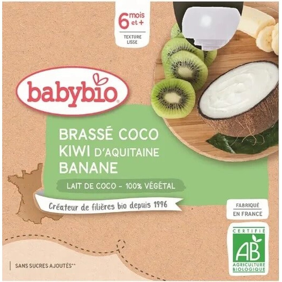 BABYBIO Dessert met kokosmelk - appel en peer (4x 85 g) 4×85 g