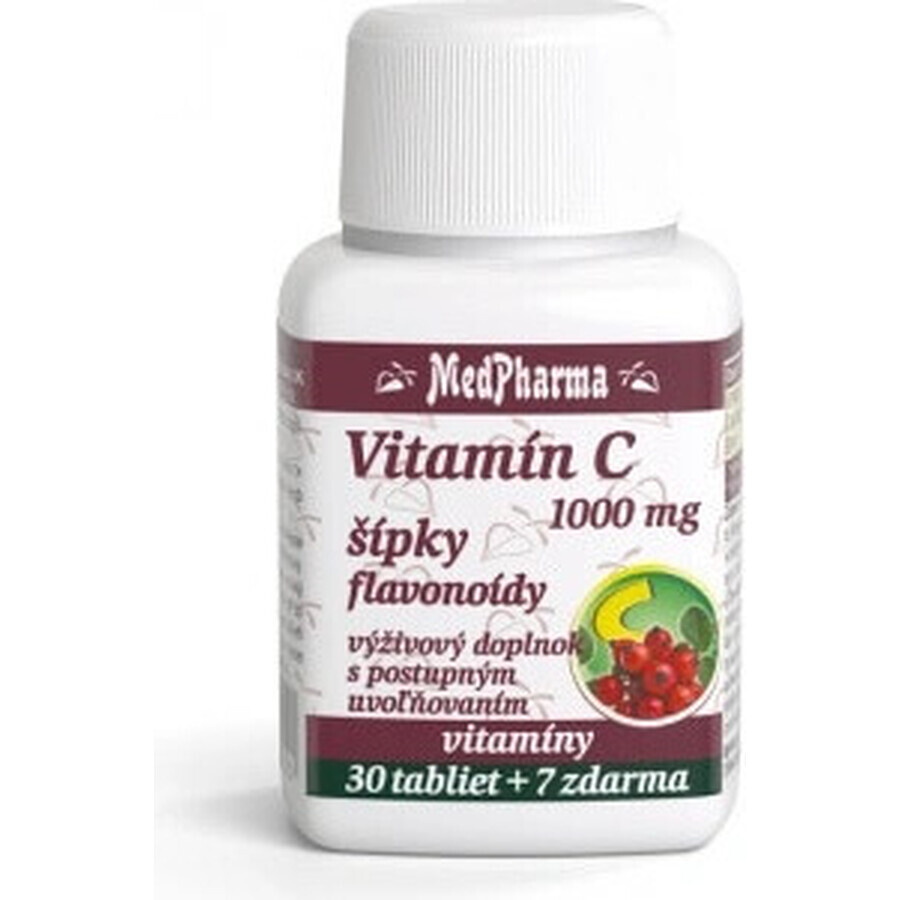 MedPharma VITAMINE C 1000 mg met rozenbottels 1×37 tbl, geleidelijke afgifte