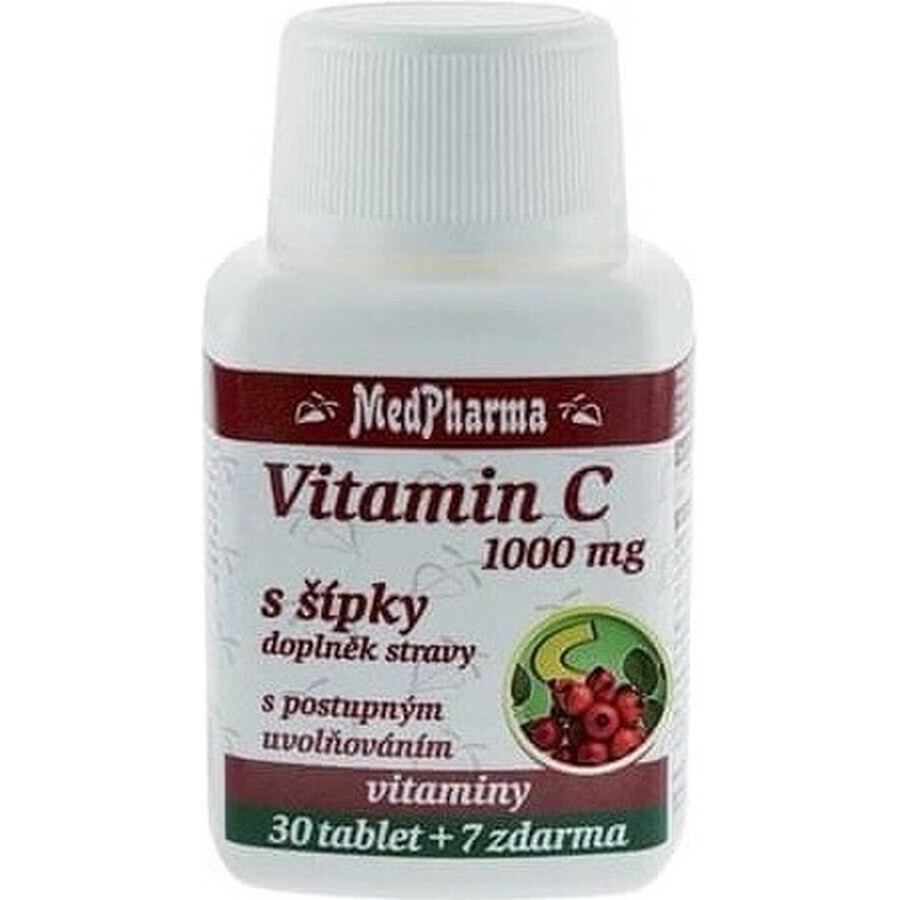 MedPharma VITAMINE C 1000 mg met rozenbottels 1×37 tbl, geleidelijke afgifte