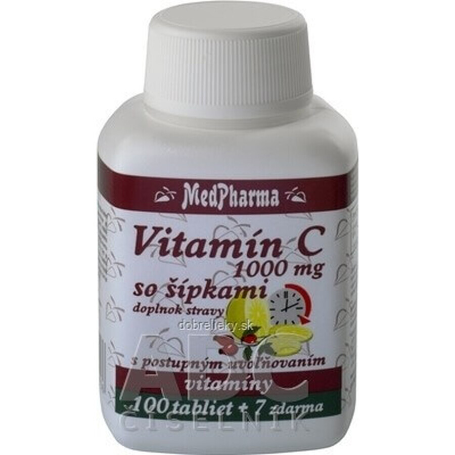 MedPharma VITAMINE C 1000 mg met rozenbottels 1×37 tbl, geleidelijke afgifte