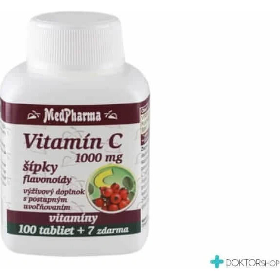 MedPharma VITAMINE C 1000 mg met rozenbottels 1×37 tbl, geleidelijke afgifte