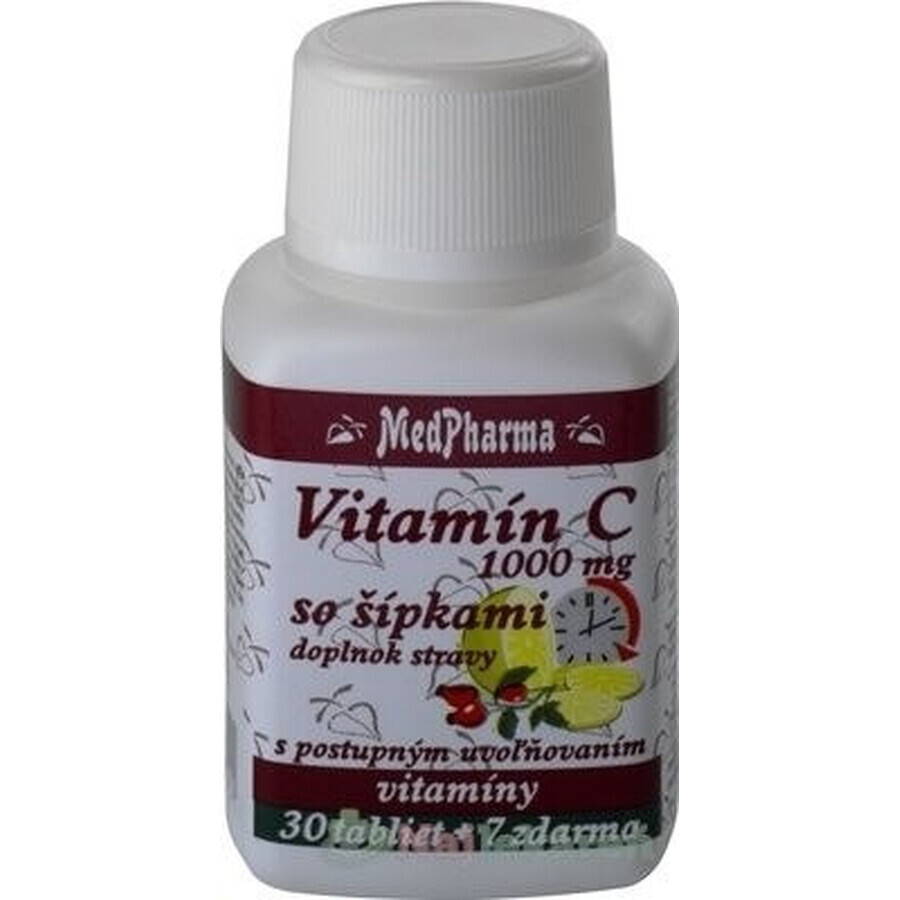 MedPharma VITAMINE C 1000 mg met rozenbottels 1×37 tbl, geleidelijke afgifte