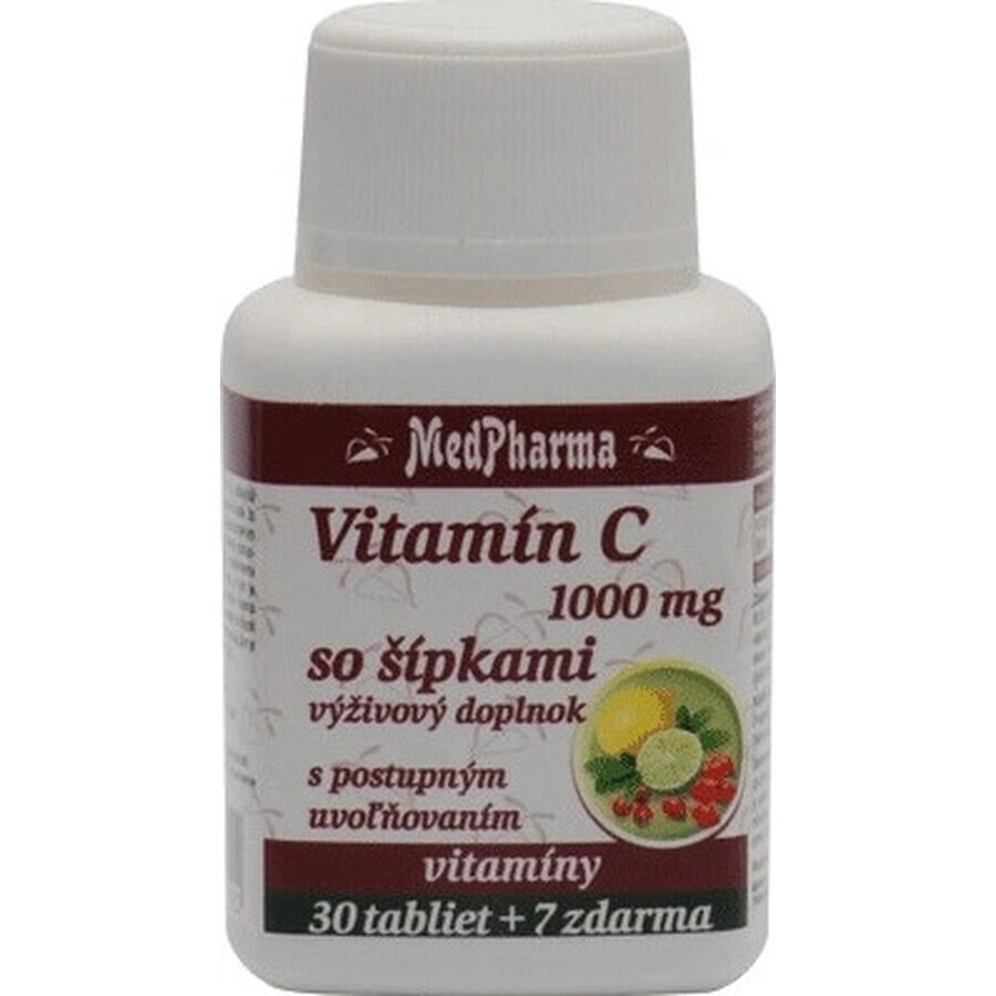 MedPharma VITAMINE C 1000 mg met rozenbottels 1×37 tbl, geleidelijke afgifte