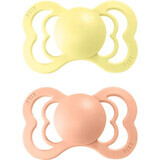 Sucettes en silicone BIBS Supreme pêche/soleil 1×2pcs - taille 1